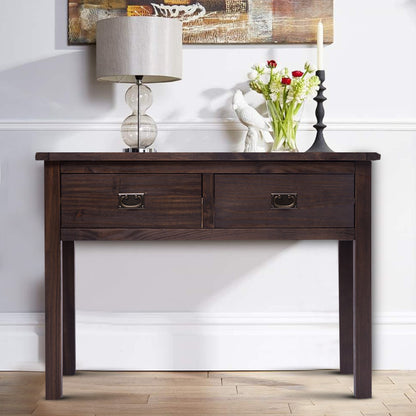 Ready-to-assemble solid wood console table