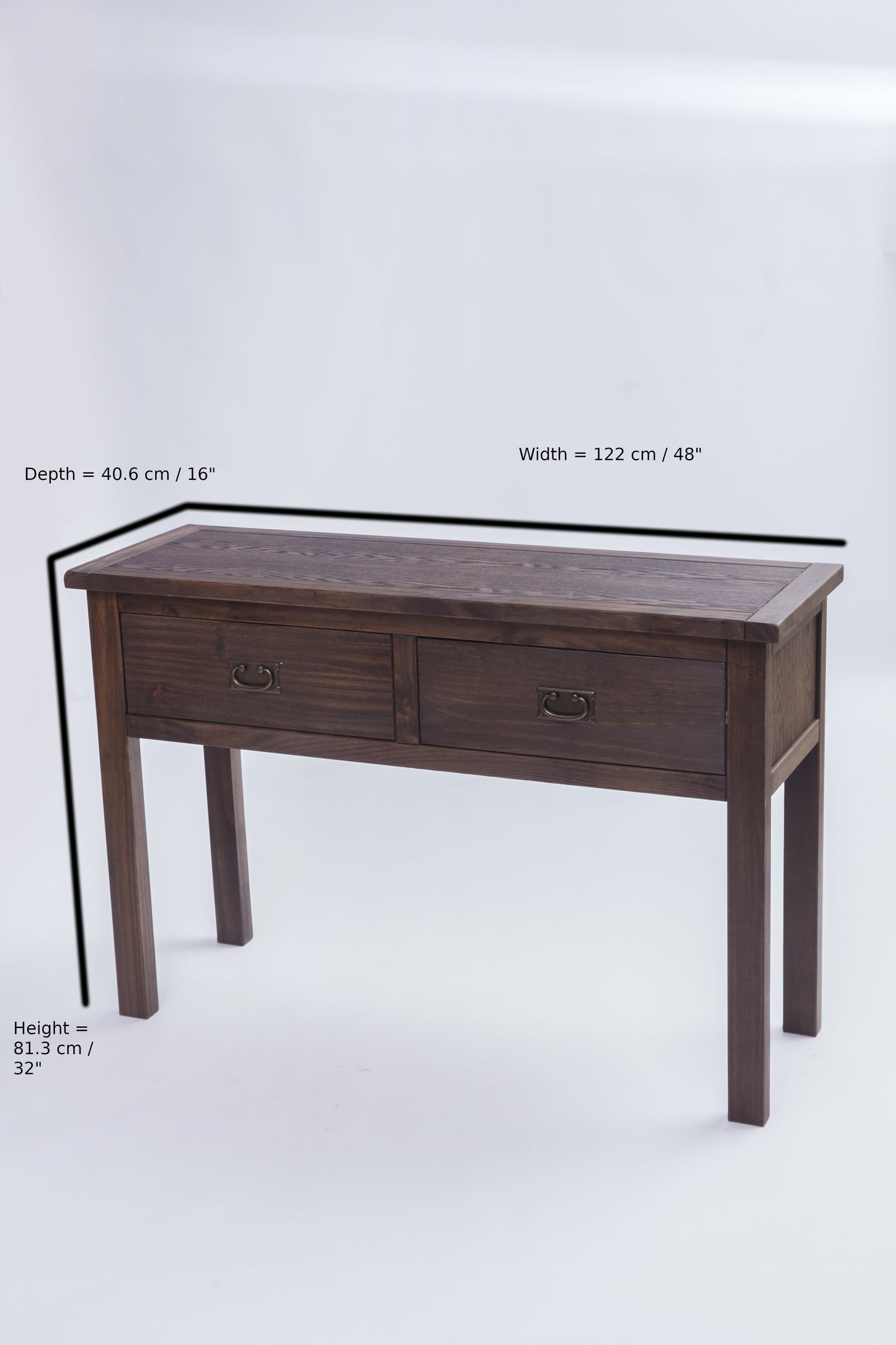Ready-to-assemble solid wood console table