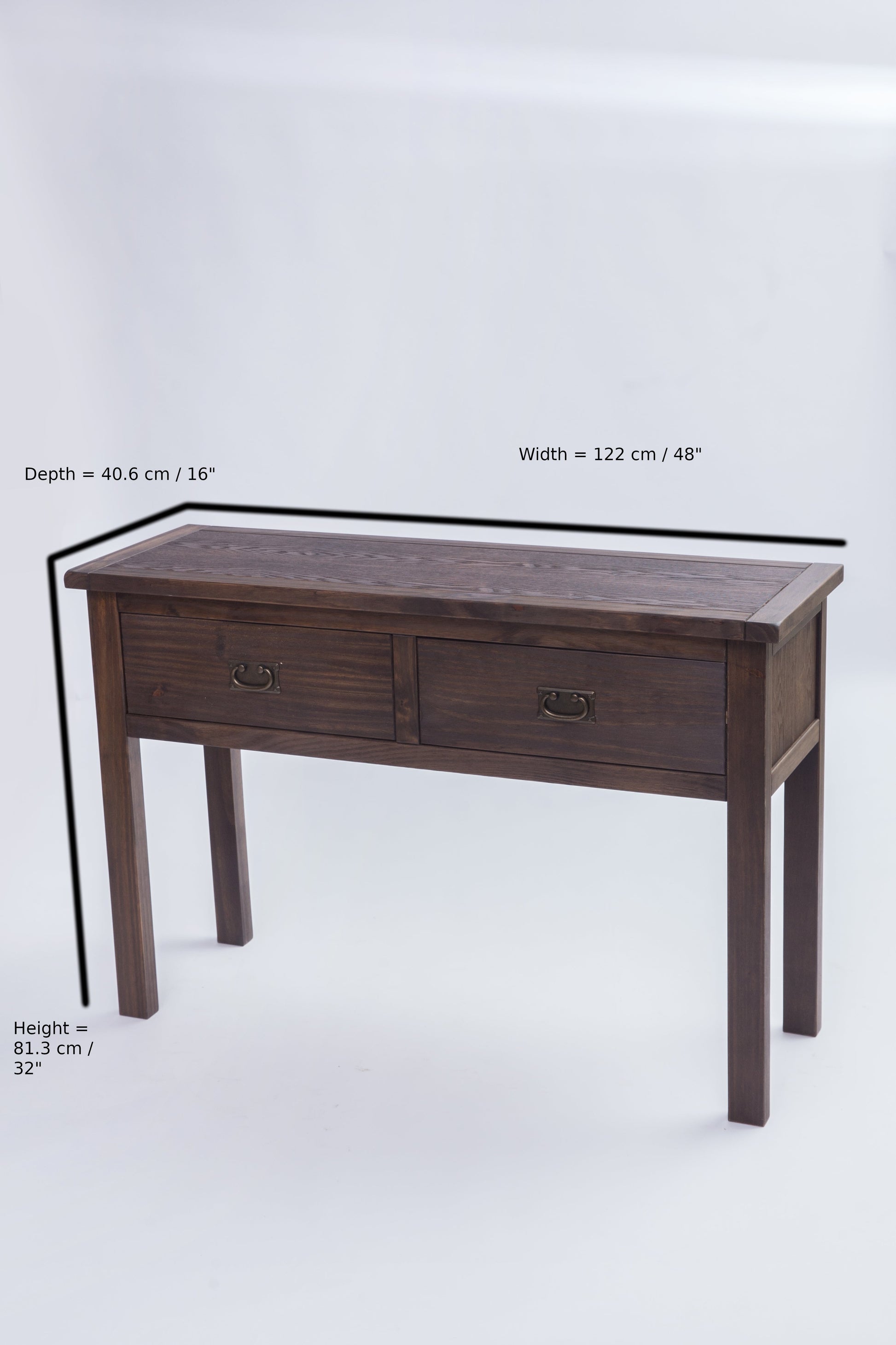 Ready-to-assemble solid wood console table