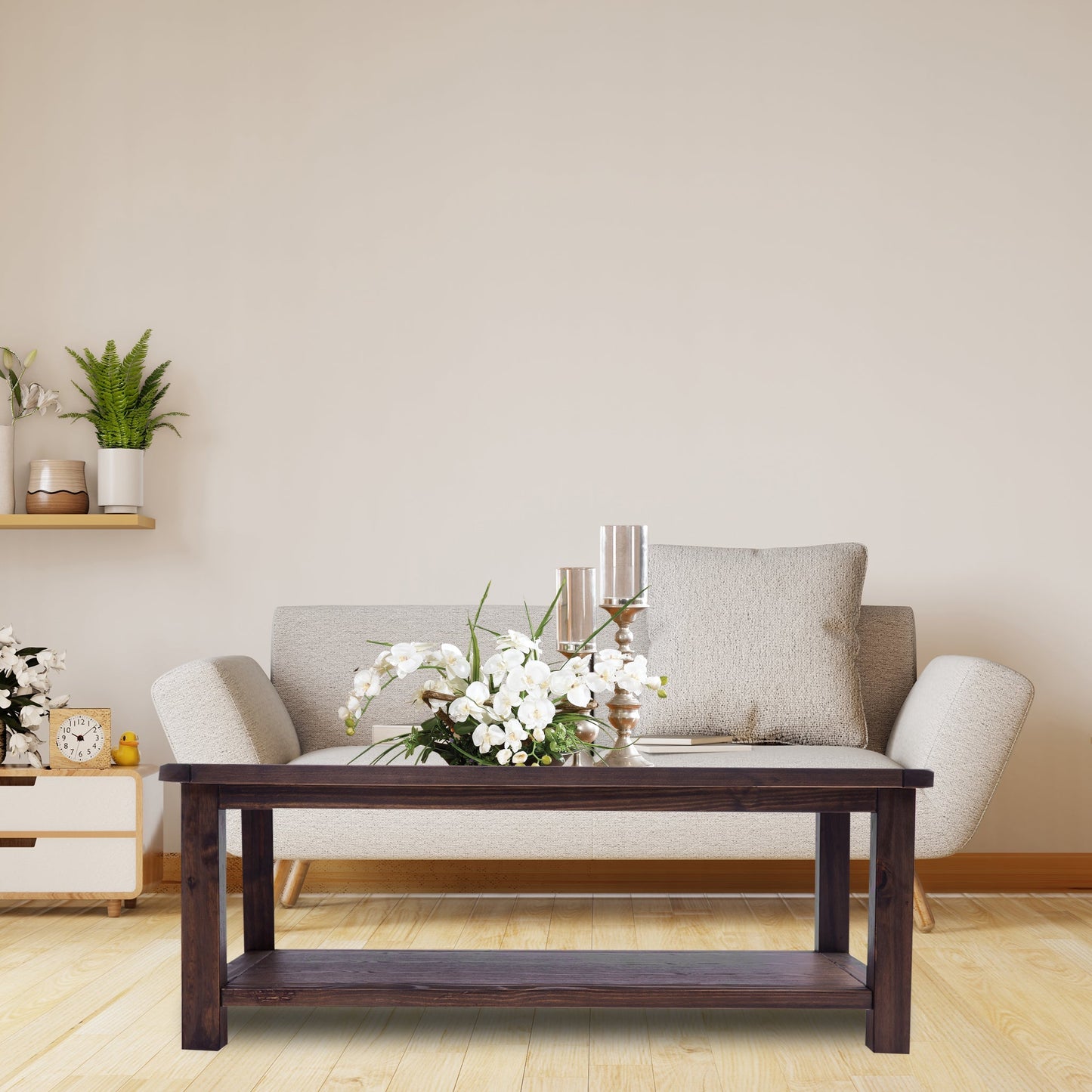 Ready-to-assemble solid wood coffee table