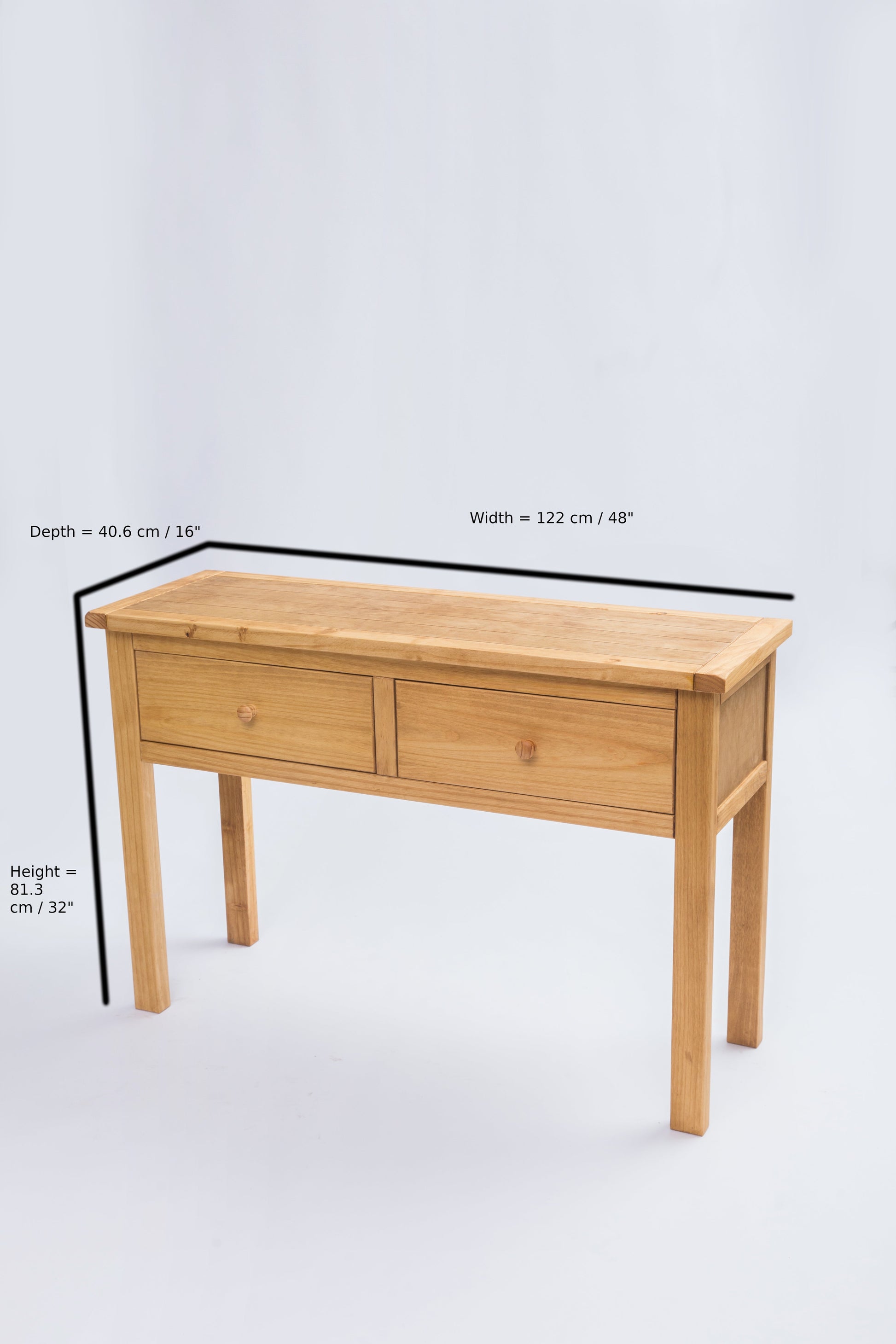 Ready-to-assemble solid wood console table