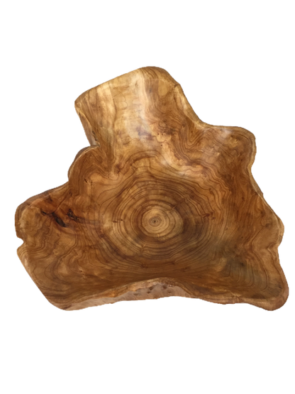 FUNCTIONAL ART is the best way to describe Greener Valley's stunning collection of stumps and roots that have been handcrafted into beautiful wine holders, cheese boards, platters, bowls and stools. Handcrafted from the roots and stumps of the Asian Cypress known as Shan Mu. These beautiful stools function equally well as a stool, end table or plant stand. Each piece is absolutely unique. This stool measures 24" high.