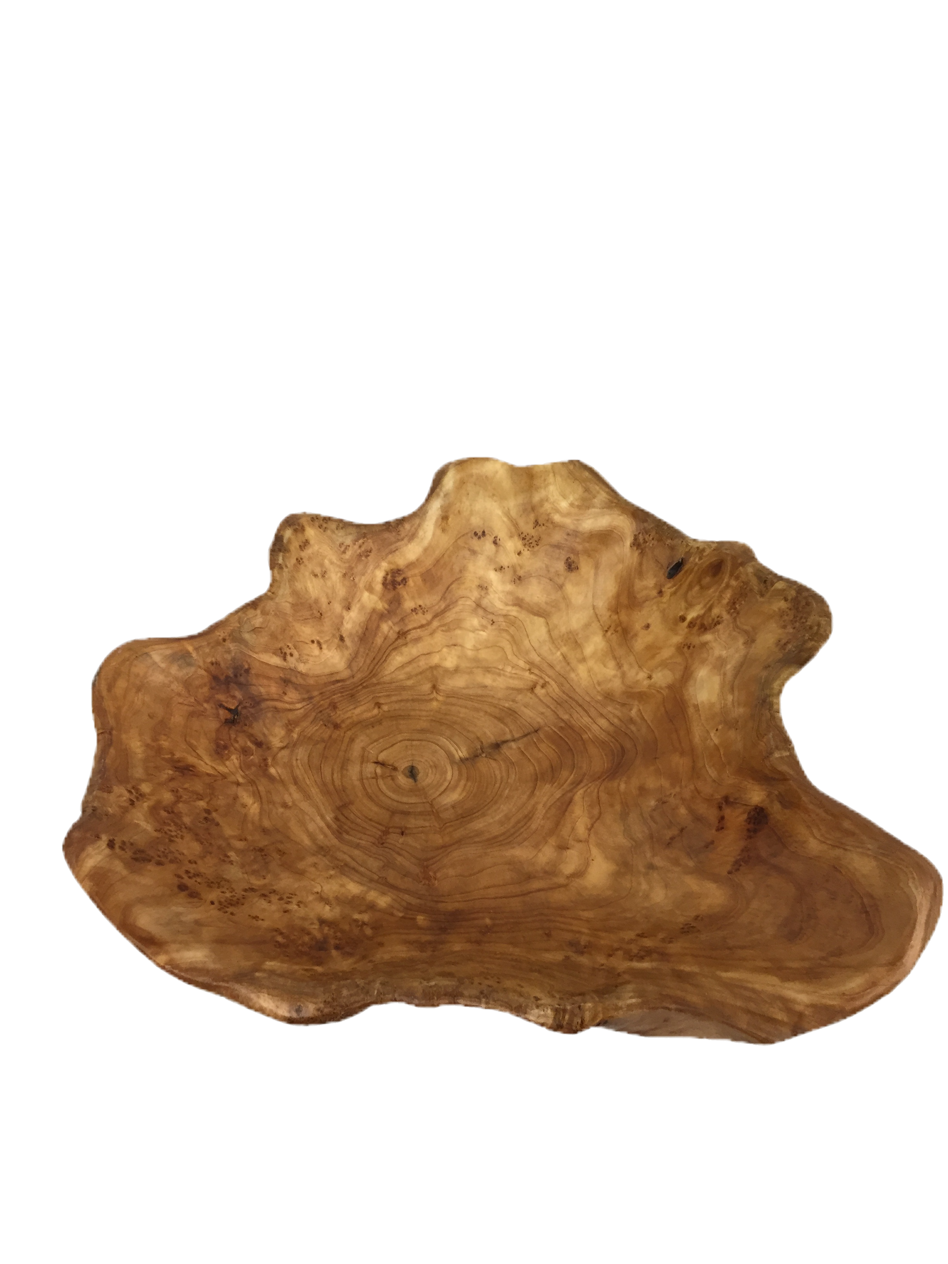 FUNCTIONAL ART is the best way to describe Greener Valley's stunning collection of stumps and roots that have been handcrafted into beautiful wine holders, cheese boards, platters, bowls and stools. Handcrafted from the roots and stumps of the Asian Cypress known as Shan Mu. These beautiful stools function equally well as a stool, end table or plant stand. Each piece is absolutely unique. This stool measures 24" high.
