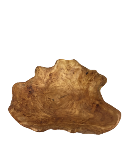 FUNCTIONAL ART is the best way to describe Greener Valley's stunning collection of stumps and roots that have been handcrafted into beautiful wine holders, cheese boards, platters, bowls and stools. Handcrafted from the roots and stumps of the Asian Cypress known as Shan Mu. These beautiful stools function equally well as a stool, end table or plant stand. Each piece is absolutely unique. This stool measures 24" high.
