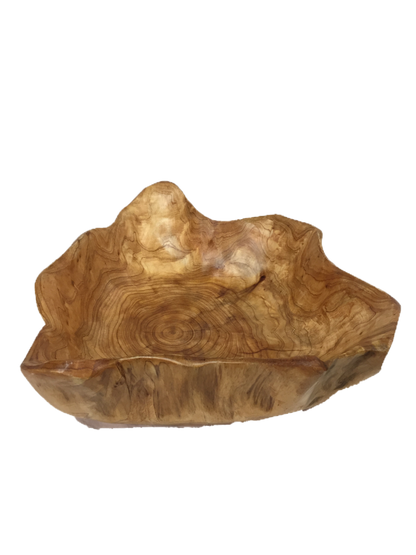 FUNCTIONAL ART is the best way to describe Greener Valley's stunning collection of stumps and roots that have been handcrafted into beautiful wine holders, cheese boards, platters, bowls and stools. Handcrafted from the roots and stumps of the Asian Cypress known as Shan Mu. These beautiful stools function equally well as a stool, end table or plant stand. Each piece is absolutely unique. This stool measures 24" high.